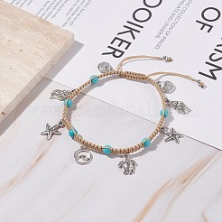 Synthetic Turquoise Braided Bead Anklet&nbsp;AJEW-AN00483