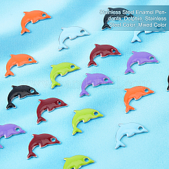 24Pcs 6 Colors 201 Stainless Steel Enamel Pendants&nbsp;STAS-UN0030-63