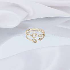 1Pc Brass Micro Pave Clear Cubic Zirconia Open Cuff Rings for Women&nbsp;RJEW-LP0002-37C