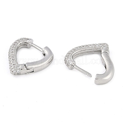 Brass Pave Clear Cubic Zirconia Hoop Earrings for Women&nbsp;EJEW-S225-11P-02
