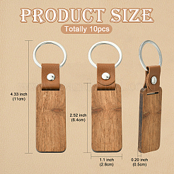 10Pcs Rectangle Wood Blank Pendant Keychains&nbsp;FIND-YW0008-08