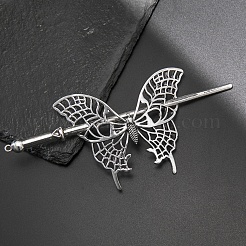 Tibetan Style Alloy Butterfly Hair Sticks&nbsp;PW-WGDEFD2-02