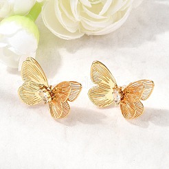 Brass Micro Pave Clear Cubic Zirconia Stud Earrings&nbsp;EJEW-F391-04G