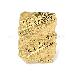 Hammered Rectangle 304 Stainless Steel Open Cuff Ring for Women Men&nbsp;RJEW-Z038-01G