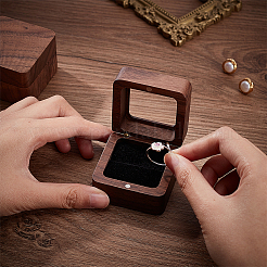 Square Wood Ring Storage Boxes&nbsp;CON-WH0087-52A