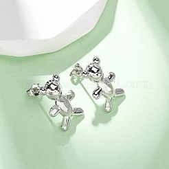 Bear Brass Stud Earrings&nbsp;EJEW-D322-04P