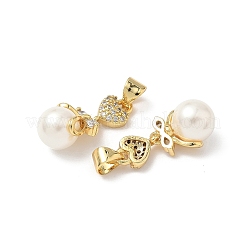 Brass Micro Pave Cubic Zirconia and ABS Imitation Pearl Pendants&nbsp;KK-Q068-14G