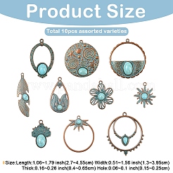 10Pcs 10 Styles Alloy with Synthetic Turquoise Pendants&nbsp;FIND-YW0012-07