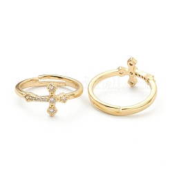 Brass Micro Pave Clear Cubic Zirconia Cuff Rings&nbsp;ZIRC-M117-10G