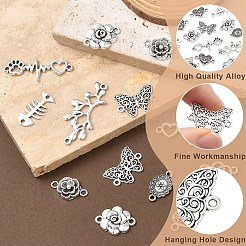 50Pcs 10 Styles Tibetan Style Alloy Connectors Charms&nbsp;FIND-YW0012-75