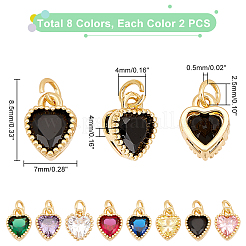 16Pcs 8 Colors Real 18K Gold Plated Brass Inlaid Cubic Zirconia Charms&nbsp;FIND-GA0002-34