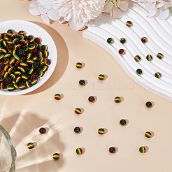 200Pcs Ghana Jamaica Reggae Stripe Resin Beads&nbsp;RESI-ME0001-09