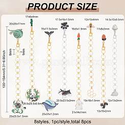 1 Set Animal Theme Alloy Enamel Panda/Bees/Dog Pendant Knitting Row Counter Chain&nbsp;HJEW-BC0001-41