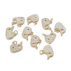 Brass Micro Clear & Black Cubic Zirconia Charms&nbsp;ZIRC-F120-058G