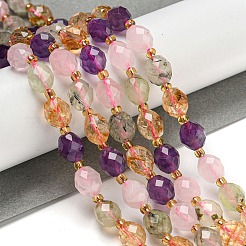 Natural Amethyst & Rose Quartz & Prehnite & Citrine Beads Strands&nbsp;G-N342-53