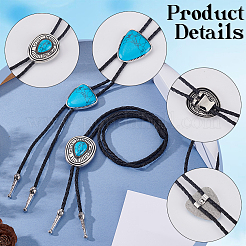 2Pcs 2 Styels Alloy & Synthetic Turquoise Triangle Pendant Boho Tie Lariat Necklaces&nbsp;NJEW-GF0001-19