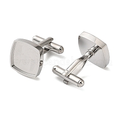Sqaure 304 Stainless Steel Cufflink Settings&nbsp;SA-CBAC007-01P