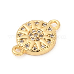 Brass Micro Pave Clear Cubic Zirconia Sun Connector Charms&nbsp;KK-P302-12G