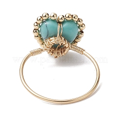 Natural & Synthetic Mixed Gemstone Heart Finger Ring&nbsp;RJEW-JR00611