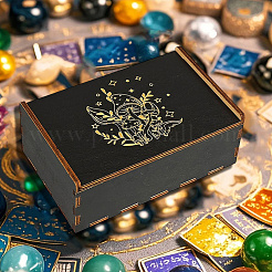 Rectangle Engraved Plywood Wooden Tarot Storage Boxes with Sliding Lid&nbsp;CON-WH20008-10D