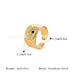 304 Stainless Steel Rhinestone Cuff Open Rings for Women&nbsp;CV9797-1