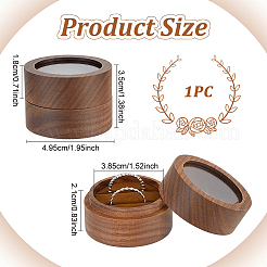 Round Walnut Wooden Engagement Ring Boxes&nbsp;CON-WH0093-03A