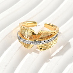 Brass Micro Pave Cubic Zirconia Cuff Rings&nbsp;RJEW-D307-05G-C
