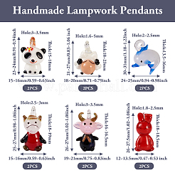 12Pcs 6 Style Handmade Lampwork Pendants&nbsp;LAMP-BY0001-04
