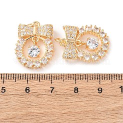 Brass Micro Pave Clear Cubic Zirconia Pendants&nbsp;KK-Z142-06G