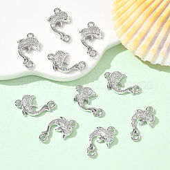 SHEGRACE Brass Micro Pave Clear Cubic Zirconia Dolphin Links Connector Charms&nbsp;XGRQ3K419-568P