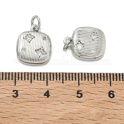 Brass Micro Pave Clear Cubic Zirconia Charms&nbsp;KK-D229-03P