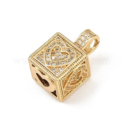Brass Micro Pave Cubic Zirconia Pendants&nbsp;KK-F919-10G