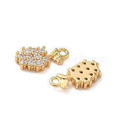 Brass Micro Pave Clear Cubic Zirconia Charms&nbsp;KK-B160-33G
