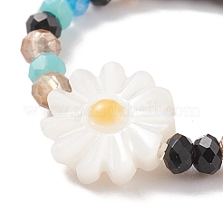 Shell & Glass Beaded Stretch Finger Ring for Women&nbsp;RJEW-JR00481
