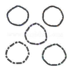 Disc & Round Grade AA Non-magnetic Synthetic Hematite & Natural Gemstone Beads Stretch Bracelets for Women Men&nbsp;BJEW-JB13809
