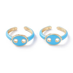 Brass Enamel Cuff Rings&nbsp;RJEW-A002-12G