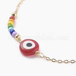 Evil Eye Lampwork Beaded Bracelets&nbsp;BJEW-JB06159-01