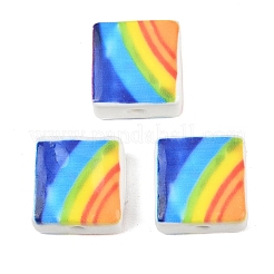 Printed Rainbow Pattern Handmade Porcelain Beads&nbsp;PORC-G016-05