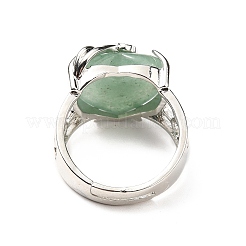 Natural Green Aventurine Adjustable Rings&nbsp;RJEW-P043-03P-15