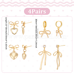 4Pairs Brass Stud Earring & Hoop Earring Sets&nbsp;EJEW-UN00011