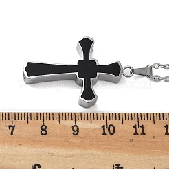 304 Stainless Steel Black Enamel Cross Urn Ashes Necklaces&nbsp;STAS-Z106-05P