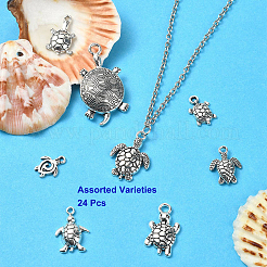 24Pcs 6 Styles Tibetan Style Alloy Sea Turtle Pendants&nbsp;FIND-YW0004-56