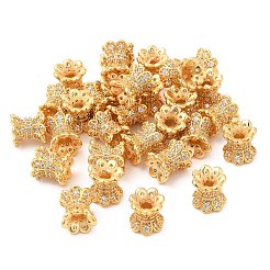 Brass Micro Pave Clear Cubic Zirconia Double Sided Bead Caps&nbsp;KK-I705-09G