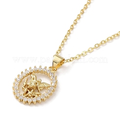 Brass Micro Pave Cubic Zirconia Pendants Necklace&nbsp;LS-NJEW-I125-01B
