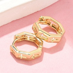 Hollow Cross Brass Hoop Earrings&nbsp;EJEW-Z102-41G