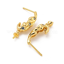 Rack Plating Brass Micro Pave Clear Cubic Zirconia Studs Earrings Finding&nbsp;KK-T072-11G