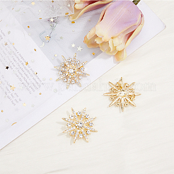 6Pcs Alloy Rhinestone Brooches&nbsp;JEWB-FH0001-45G