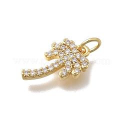 Brass Micro Pave Clear Cubic Zirconia Pendants&nbsp;KK-D431-054G