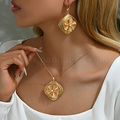 Exaggerated Iron Rhombus Flower Earrings & Pendant Necklaces Sets for Women&nbsp;FB7587