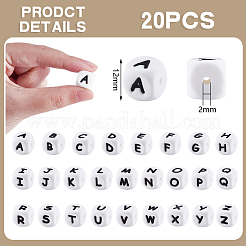 20Pcs White Cube Letter Silicone Beads&nbsp;SIL-YWC0003-06X